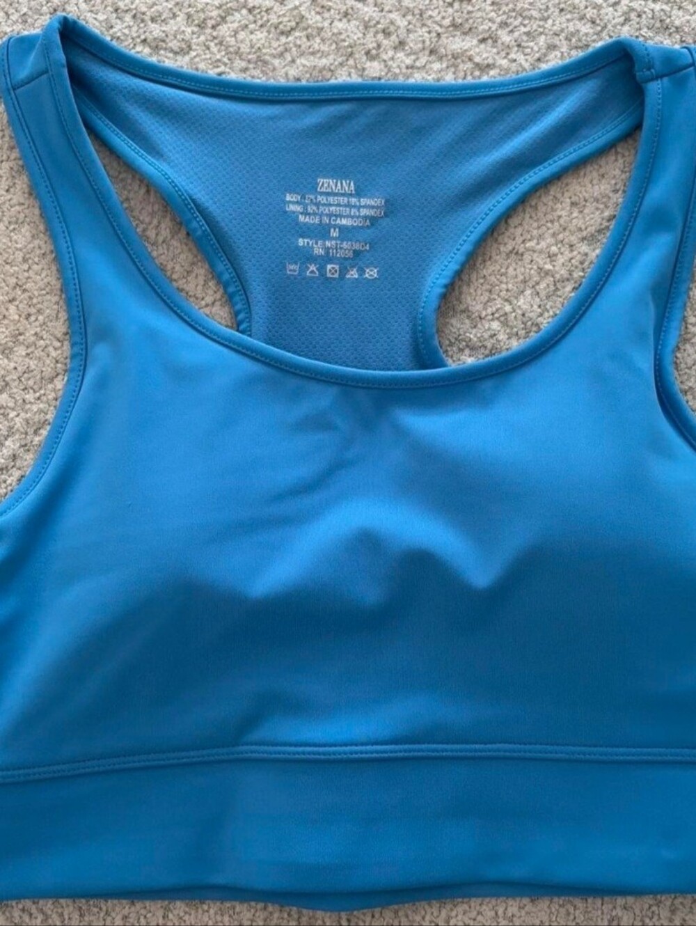 Zenana Outfitters Blue Racerback Sports Bra size Medium